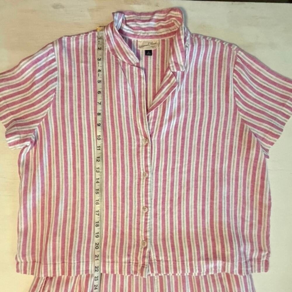 Universal Thread Linen Blend Pajama Set Womens Size XL Striped Shorts Lounge - Picture 5 of 14